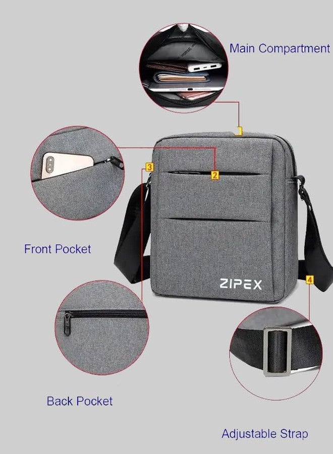 ZIPEX Grey Sling Bag for Men | Adjustable Strap | Crossbody Shoulder Bag, Stylish Travel, Office & Daily Use Sling Pouch | Side bag - Image 4